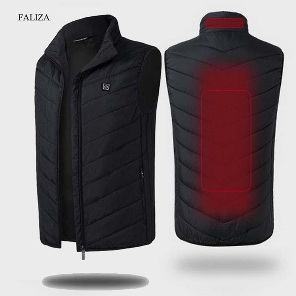 USB Heated Vest Winter Jacket Thermal Feather Sleeveless S-4XL