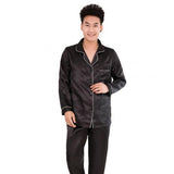 Silk Satin Men Pajama Set Flannel Long Sleeve Two-Piece Elastic Homewear L-3XL