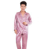 Silk Satin Men Pajama Set Flannel Long Sleeve Two-Piece Elastic Homewear L-3XL