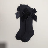 Baby Infant Girls Socks Newborn Toddler Knee High Socks Bow Knot Solid Cotton Stretch Tights 0-3Y