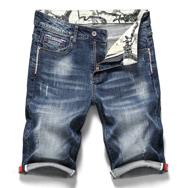 Summer New Men Stretch Short Jeans Fashion Casual Slim Fit High Quality Elastic Denim Shorts Male Brand Clothes