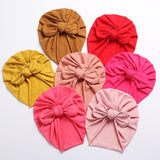 Solid Color Baby Cotton Beanies Cute Bear Ear Sweet Soft 0-4T Elastic Caps for Newborn Baby Girls Headwraps