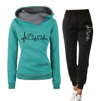 Women Casual Two Piece Outfit Pullover Hoodies and Elastic Waist Jogger Pants Sets