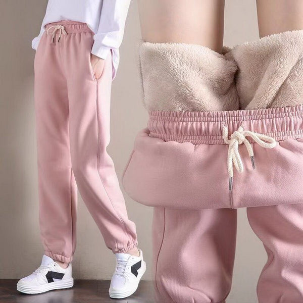 Winter Women Casual/Lounge Sweatpants Fleece Solid Thick Warm Lambwool Pants
