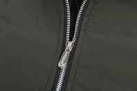 Fashion Jacket Coat Stand Neck Solid Zipper Pockets S-5XL