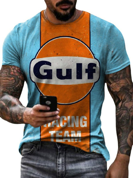 Men's casual round neck T-shirt slim fit digital printing short-sleeved pullover