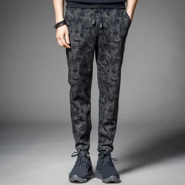 Men Fashion Drawstring Thick Casual Camouflage Ankle Tied Sweatpants